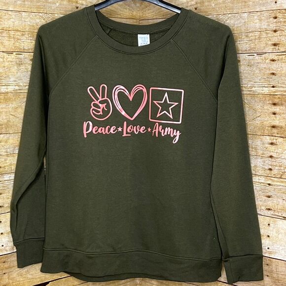 TIME & TRU CREWNECK HANDMADE ARMY MOM GIRLFRIEND ARMY FAMILY SWEATSHIRT SIZE XL - Picture 1 of 3
